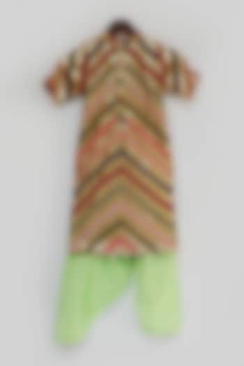 Multi-Colored Georgette Sequin Embroidered Kurta Set For Girls by Fayon Kids at Pernia's Pop Up Shop