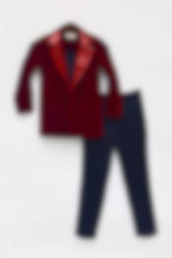 Maroon Velvet Coat Set Boys by Fayon Kids at Pernia's Pop Up Shop