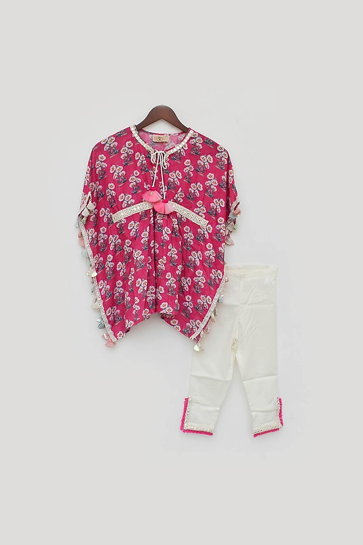 Pink Cotton Printed Kaftan Set For Girls by Fayon Kids at Pernia's Pop Up Shop
