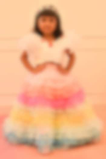 Multi-Colored Net Frill Skirt Set For Girls by Fayon Kids at Pernia's Pop Up Shop