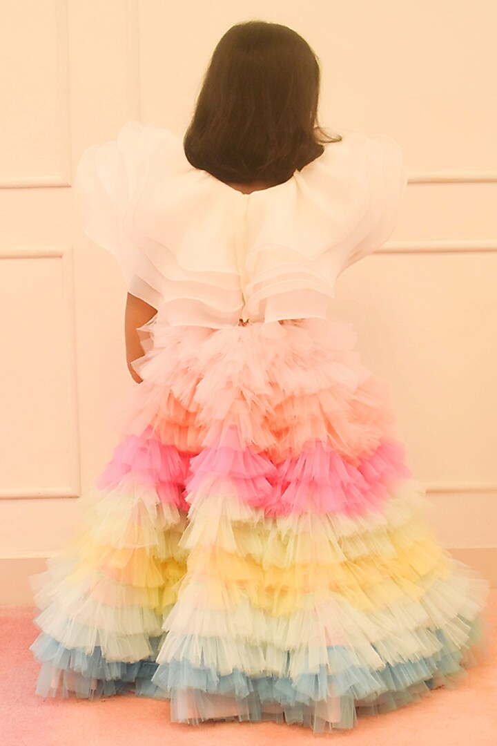 Multi-Colored Net Frill Skirt Set For Girls by Fayon Kids at Pernia's Pop Up Shop