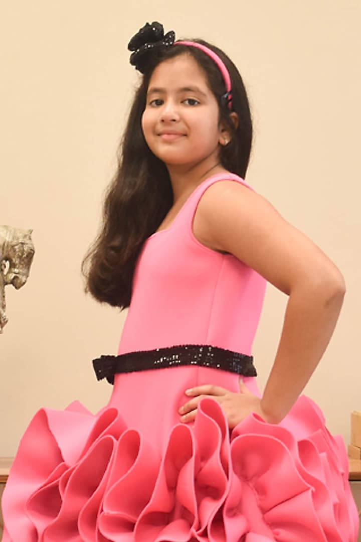 Pink Lycra Dress For Girls by Fayon Kids at Pernia's Pop Up Shop
