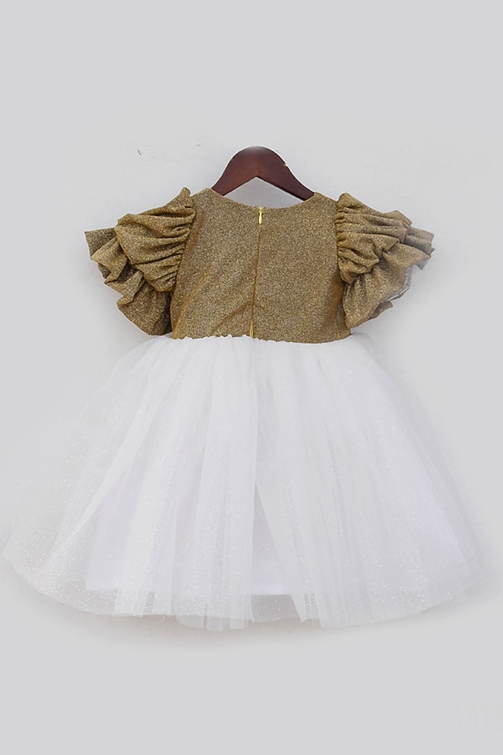 Gold Net Dress For Girls by Fayon Kids at Pernia's Pop Up Shop