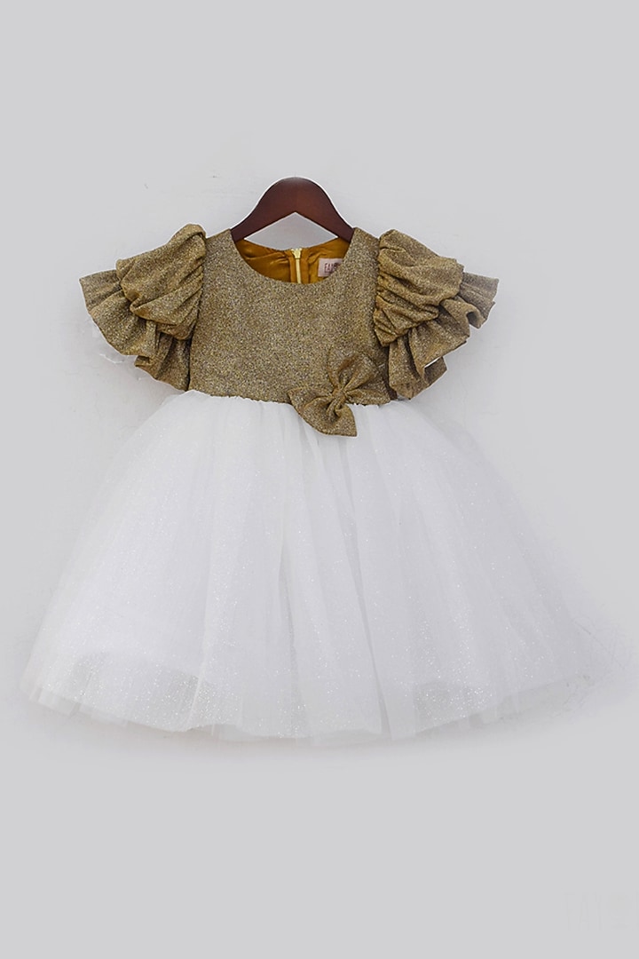 Gold Net Dress For Girls by Fayon Kids at Pernia's Pop Up Shop