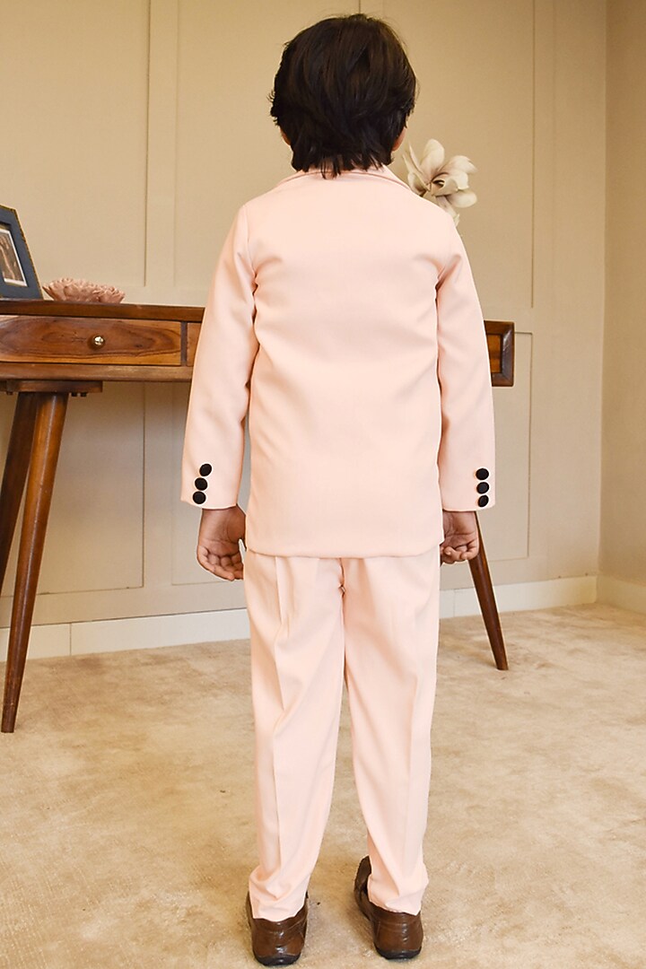 Peach Suiting Fabric Coat For Boys by Fayon Kids at Pernia's Pop Up Shop