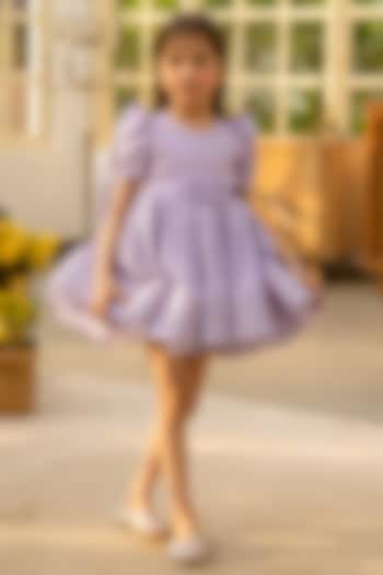 Lilac Shimmer Embroidered Dress For Girls by Fayon Kids at Pernia's Pop Up Shop