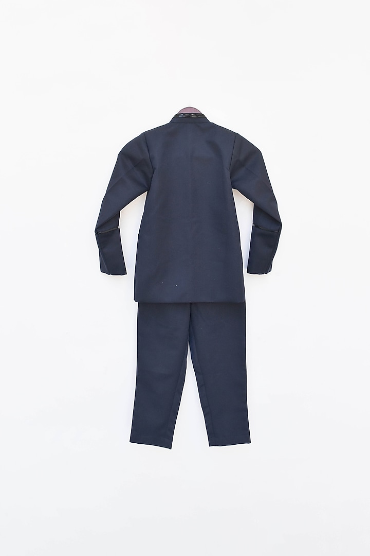Navy Blue Coat Set For Boys by Fayon Kids at Pernia's Pop Up Shop