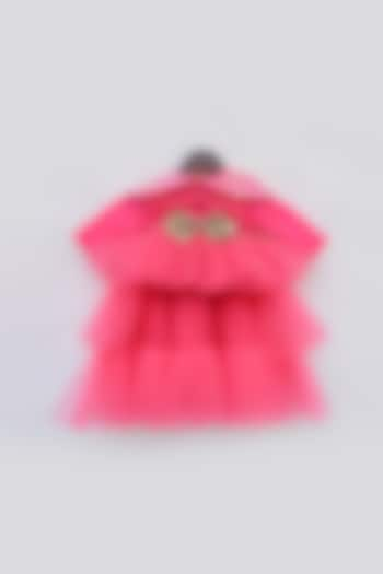 Hot Pink High-Low Gown With Cape For Girls by Fayon Kids at Pernia's Pop Up Shop