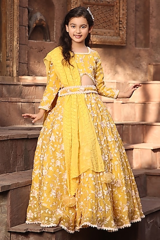Beautiful Lehenga For 10 Years Girl Yellow Georgette Embroidered