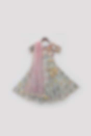 Off-White Georgette Hand Embroidered Lehenga Set For Girls by Fayon Kids at Pernia's Pop Up Shop