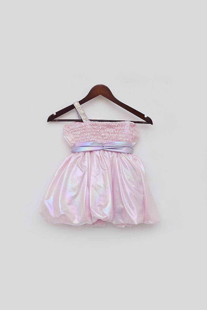 Pink Metallic Embroidered Dress For Girls by Fayon Kids at Pernia's Pop Up Shop