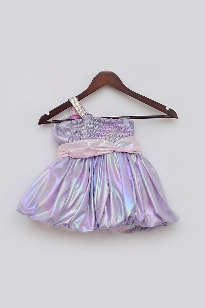 Purple Metallic Embroidered Dress For Girls by Fayon Kids at Pernia's Pop Up Shop