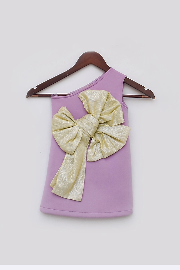 Purple Lycra One- Shoulder Dress For Girls by Fayon Kids at Pernia's Pop Up Shop