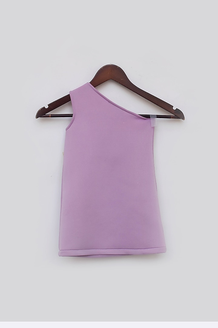 Purple Lycra One- Shoulder Dress For Girls by Fayon Kids at Pernia's Pop Up Shop