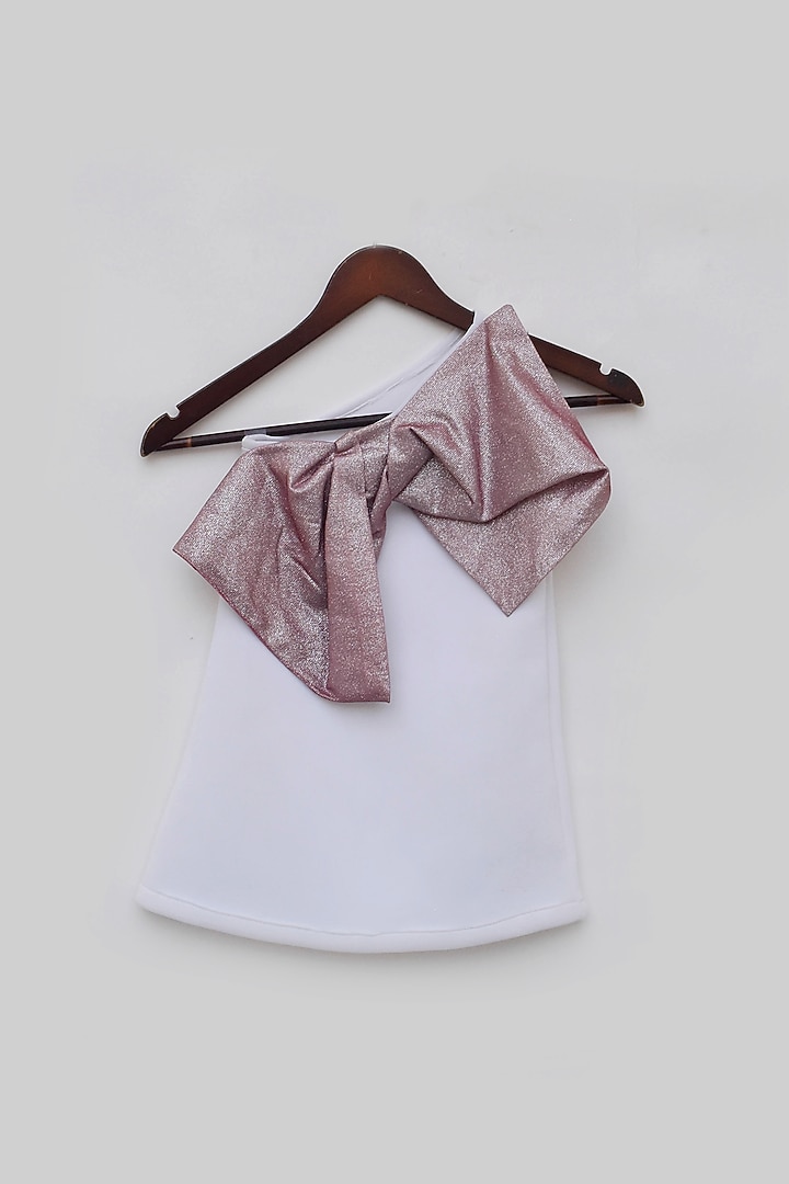 White Lycra One-Shoulder Dress For Girls by Fayon Kids at Pernia's Pop Up Shop