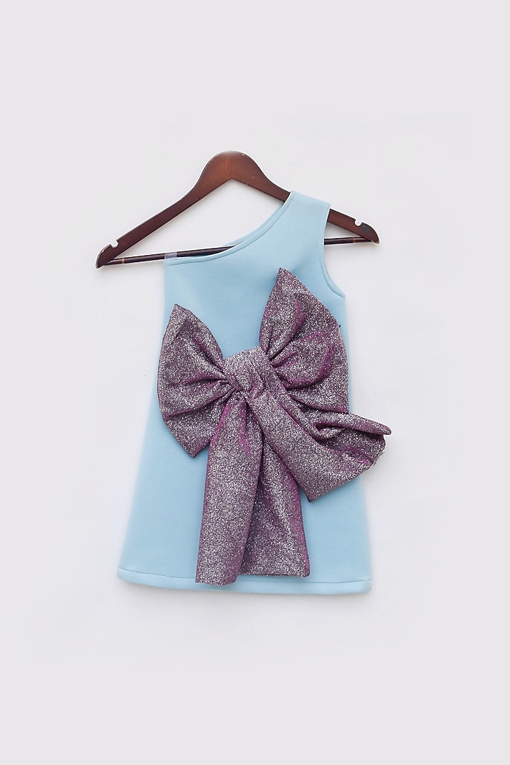 Blue Lycra One-Shoulder Dress For Girls by Fayon Kids at Pernia's Pop Up Shop