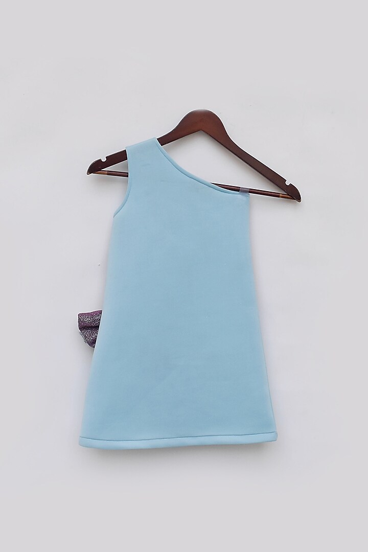 Blue Lycra One-Shoulder Dress For Girls by Fayon Kids at Pernia's Pop Up Shop