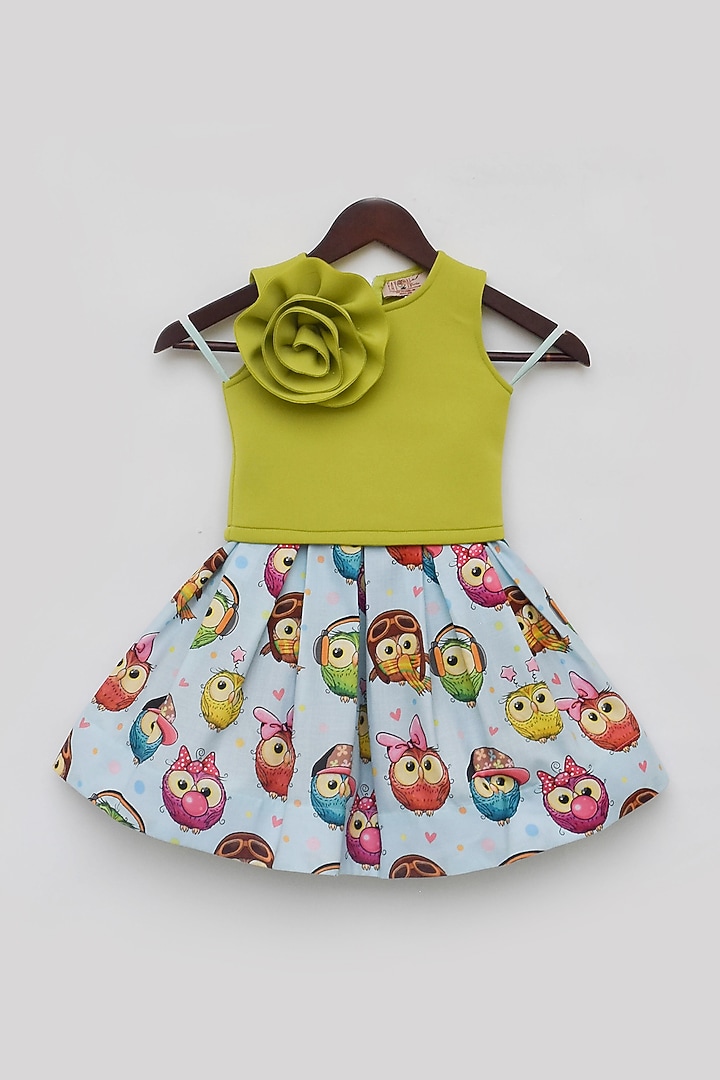 White Lycra Printed Skirt Set For Girls by Fayon Kids at Pernia's Pop Up Shop