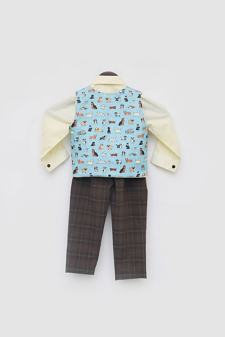 Blue Cotton Printed Jacket Set For Boys by Fayon Kids at Pernia's Pop Up Shop