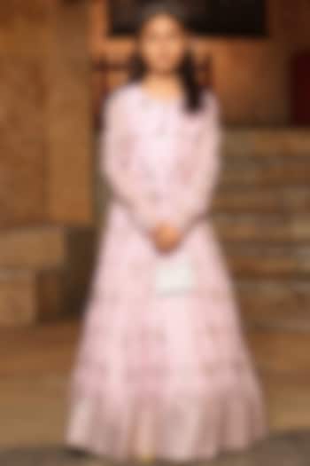 Lilac Georgette Printed Anarkali For Girls by Fayon Kids at Pernia's Pop Up Shop