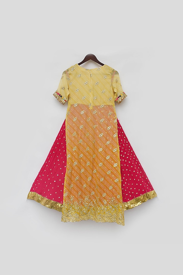 Pink Crinkle Embroidered Skirt Set For Girls by Fayon Kids at Pernia's Pop Up Shop