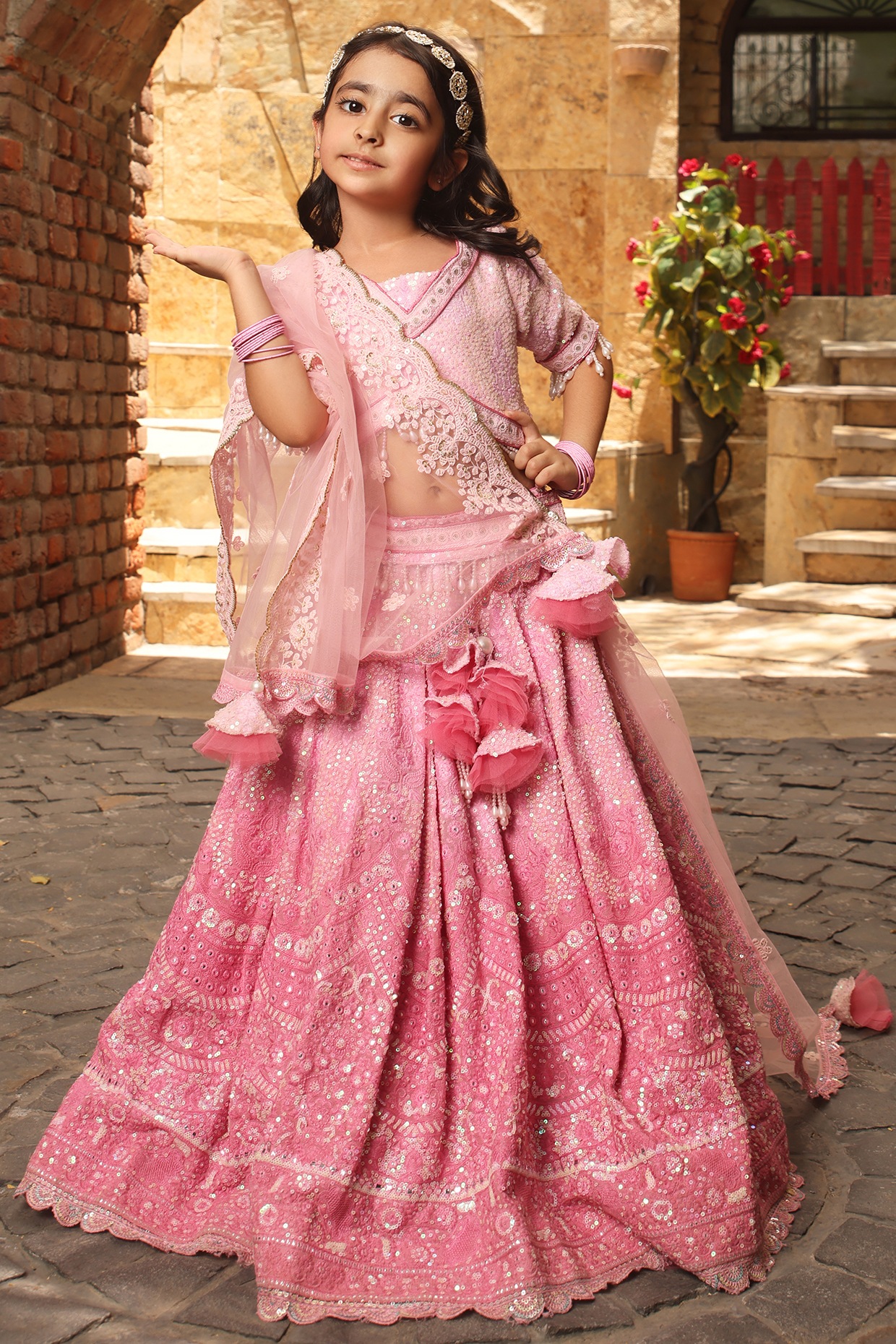 Wedding Wear Ladies Georgette Pink Lehenga at Rs 650 in Surat | ID:  23229095873