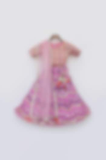 Purple Georgette Embroidered Lehenga Set For Girls by Fayon Kids at Pernia's Pop Up Shop