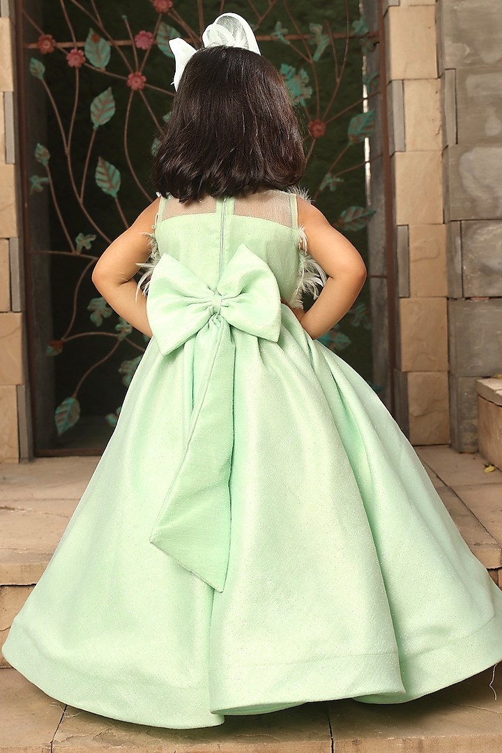 green emerald velvet dress Pista Green Casual Wear Floral Embroidered Chanderi Dress Material main image 0