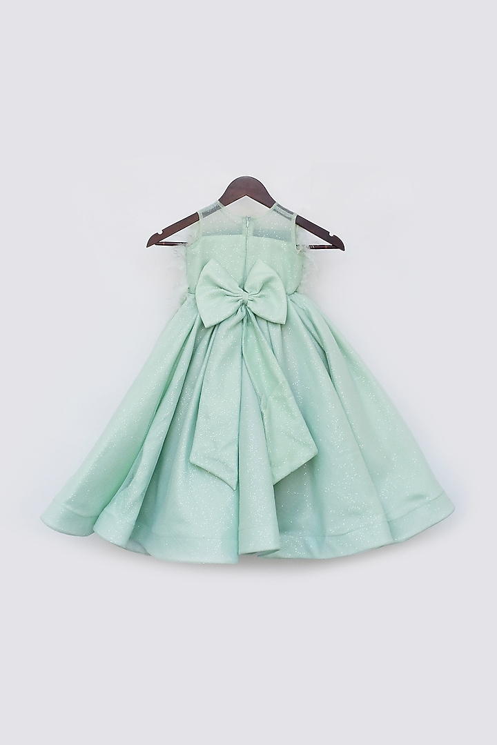 Pista Green Shimmer Net Ball Gown For Girls by Fayon Kids at Pernia's Pop Up Shop