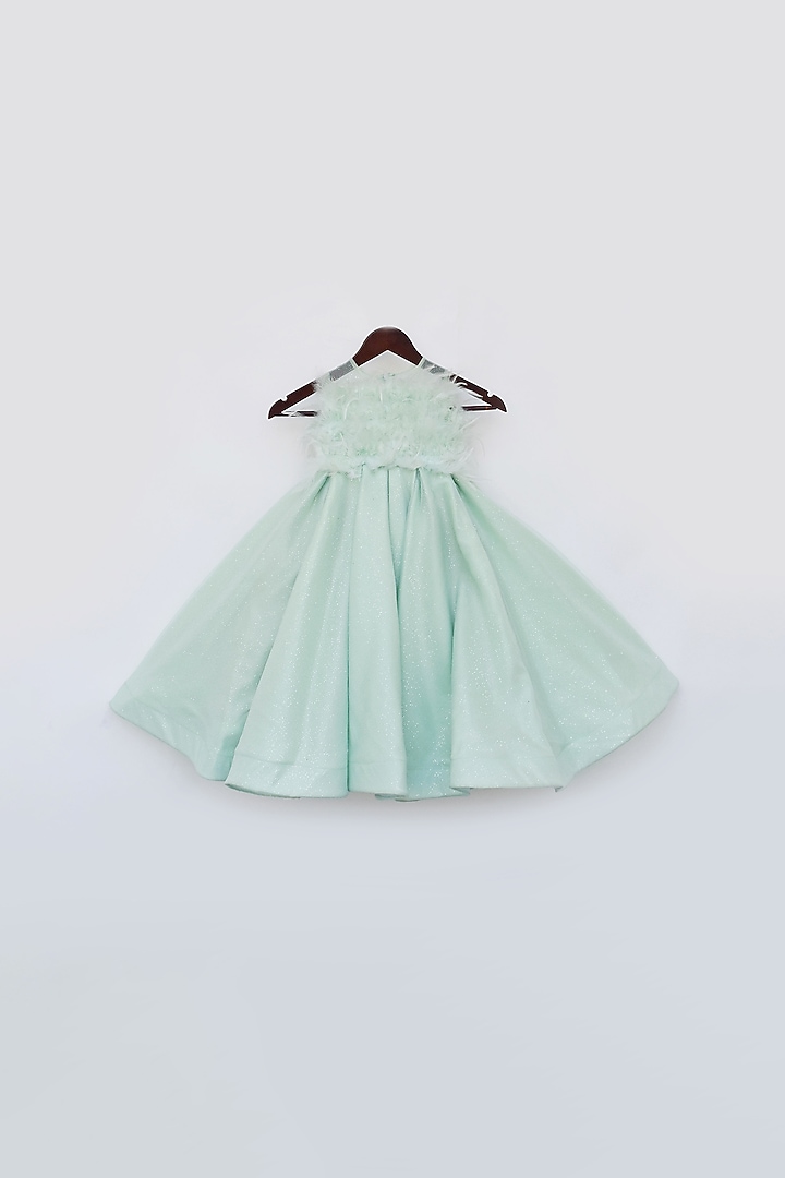 Pista Green Shimmer Net Ball Gown For Girls by Fayon Kids at Pernia's Pop Up Shop