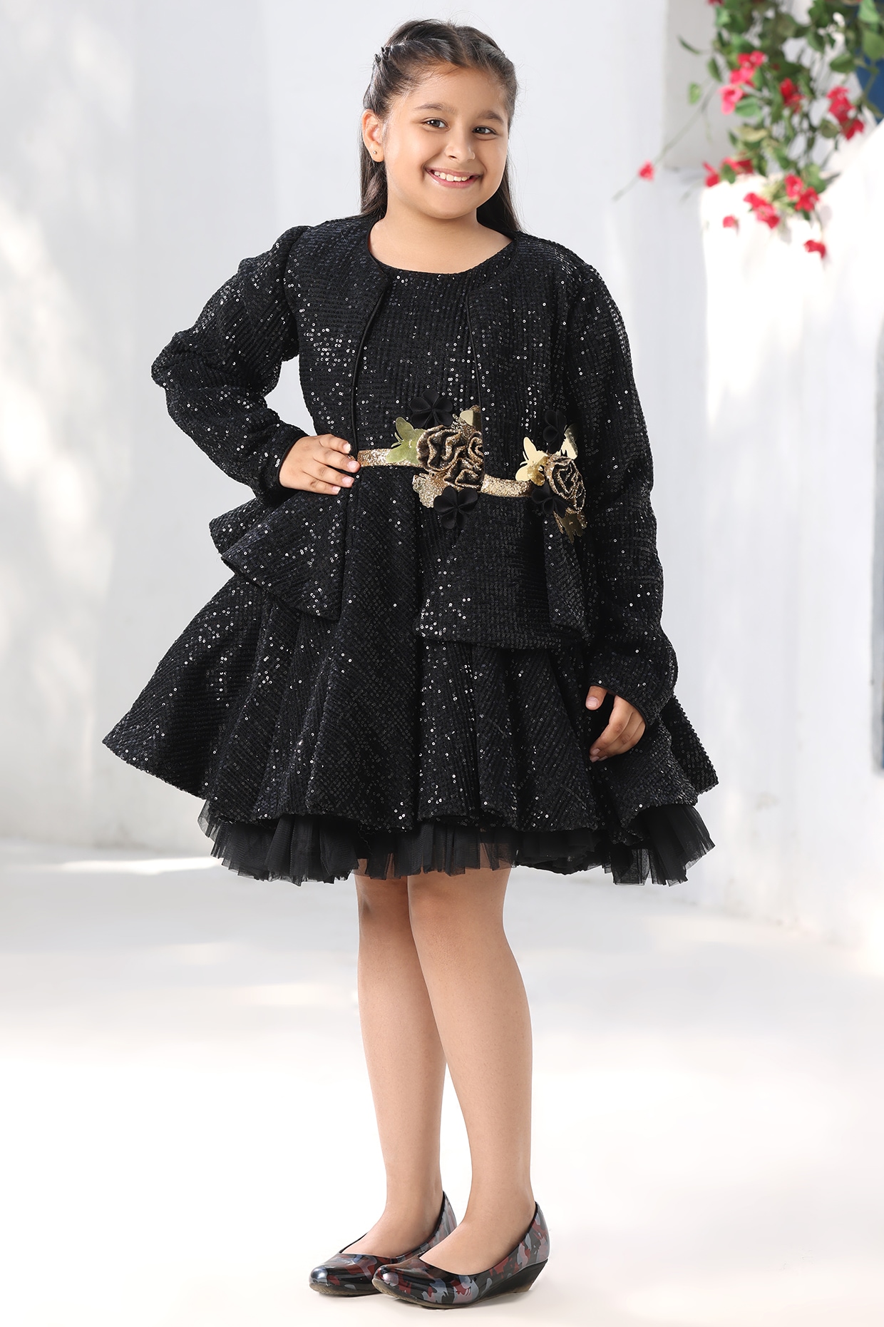 Grey Coloured Separate Jacket Style Gown For Girls – Betty Ethnic India