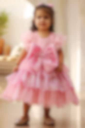 Pink Sequins Embroidered Dress For Girls by Fayon Kids at Pernia's Pop Up Shop