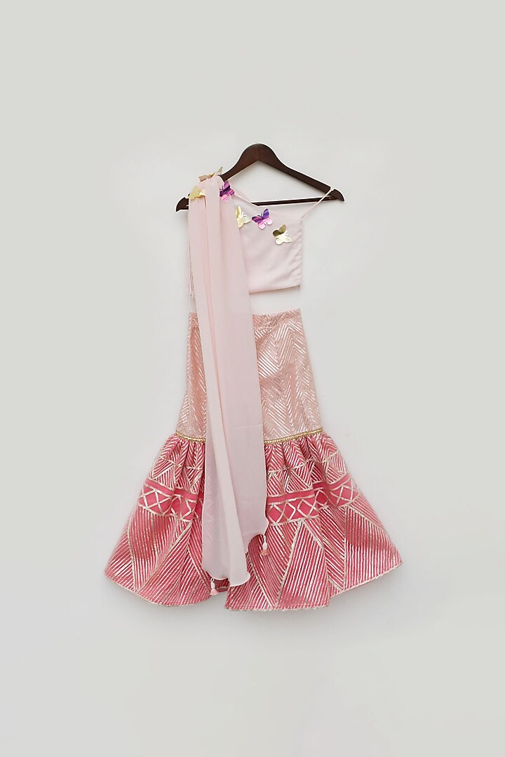 Pink Silk Sharara Set For Girls by Fayon Kids at Pernia's Pop Up Shop