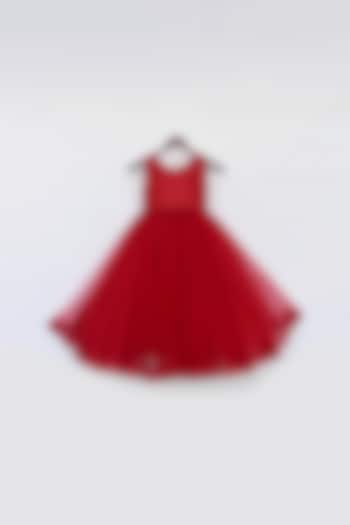 Red Silk Gown With Wings For Girls by Fayon Kids