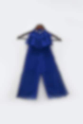 Blue Georgette Jumpsuit For Girls by Fayon Kids at Pernia's Pop Up Shop
