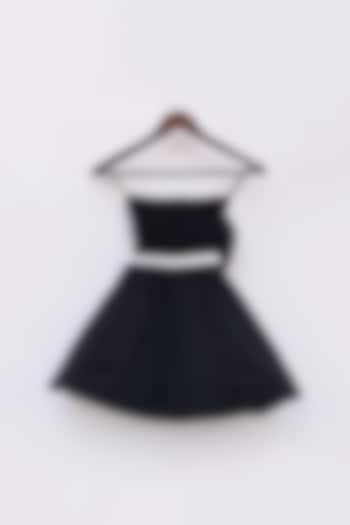 Black Silk Draped Dress For Girls by Fayon Kids