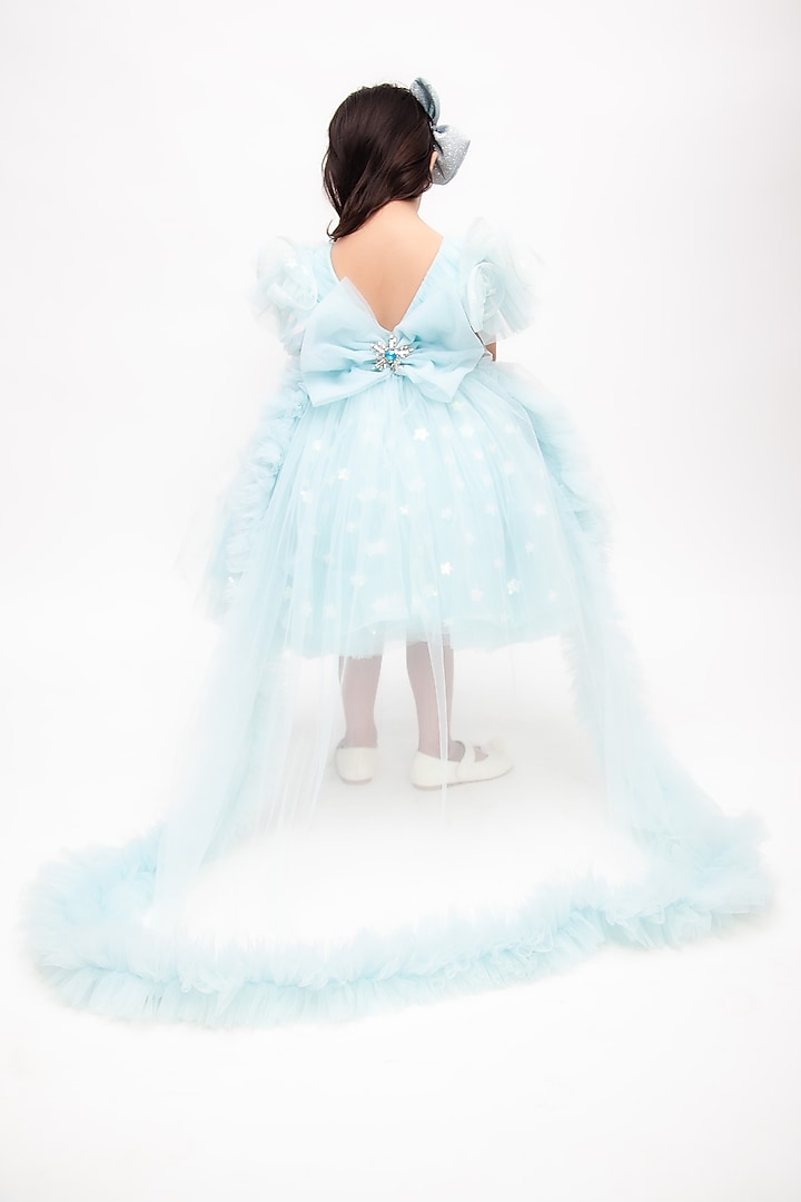 Blue Net Dress For Girls by Fayon Kids at Pernia's Pop Up Shop