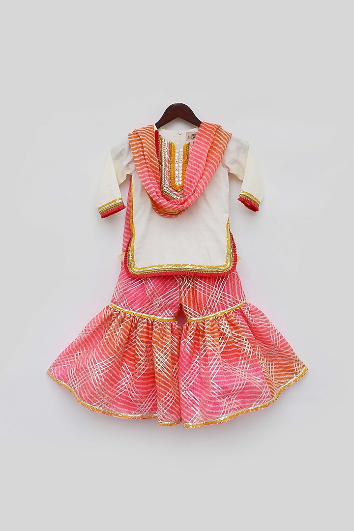 Pink Cotton Printed Sharara Set For Girls by Fayon Kids at Pernia's Pop Up Shop
