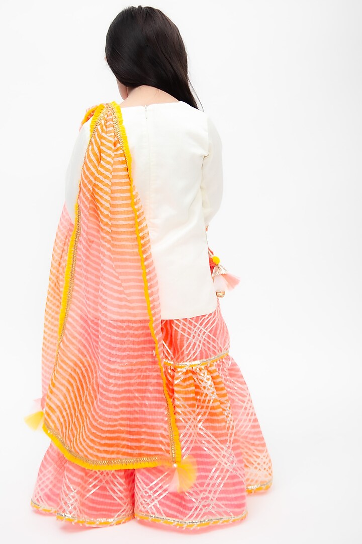Pink Cotton Printed Sharara Set For Girls by Fayon Kids at Pernia's Pop Up Shop