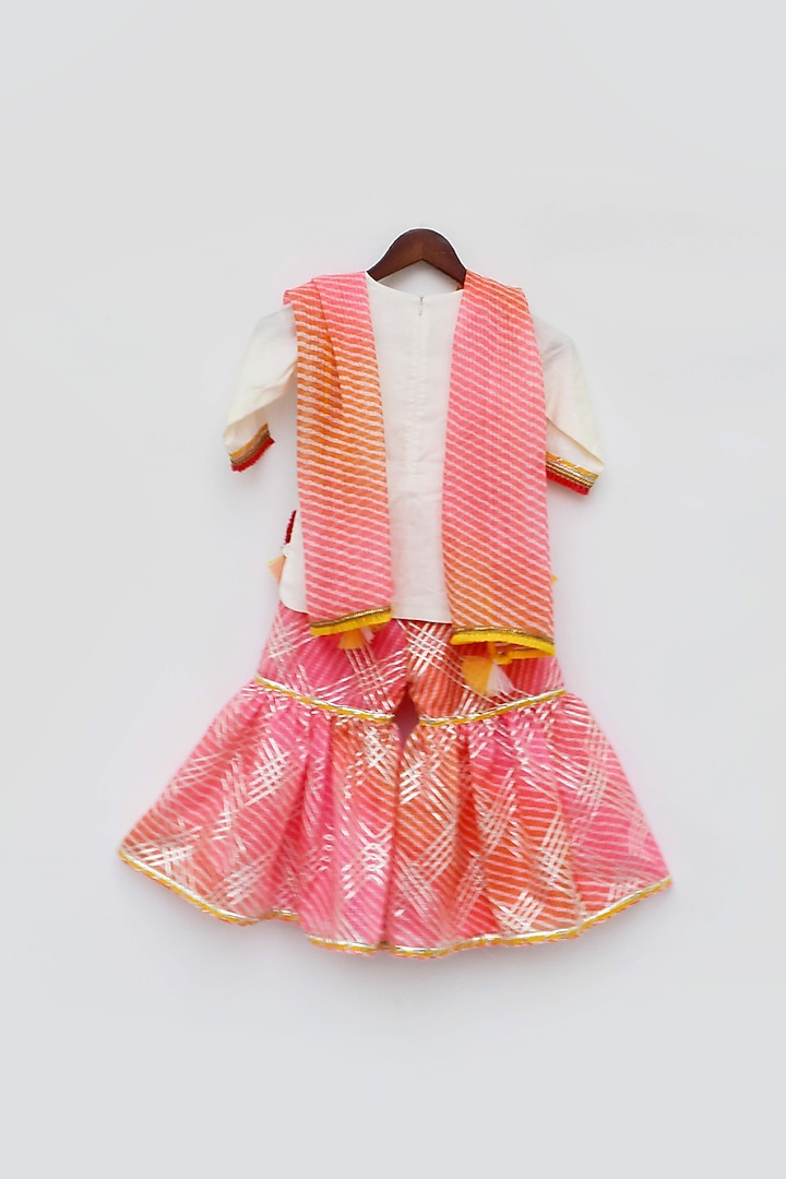 Pink Cotton Printed Sharara Set For Girls by Fayon Kids at Pernia's Pop Up Shop