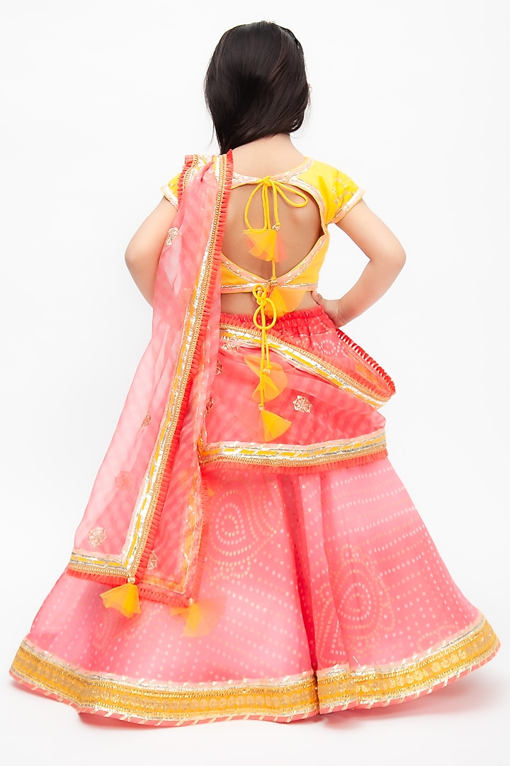 Coral Lehenga Set For Girls by Fayon Kids at Pernia's Pop Up Shop
