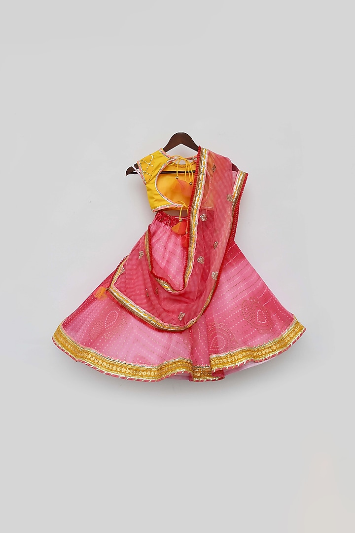 Coral Lehenga Set For Girls by Fayon Kids at Pernia's Pop Up Shop