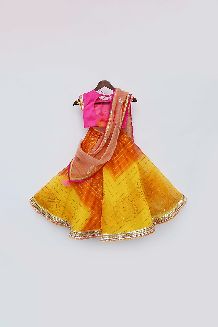Yellow Organza Lehenga Set For Girls by Fayon Kids at Pernia's Pop Up Shop