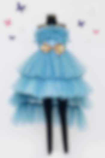 Light Blue Shimmer Net Gown For Girls by Fayon Kids at Pernia's Pop Up Shop