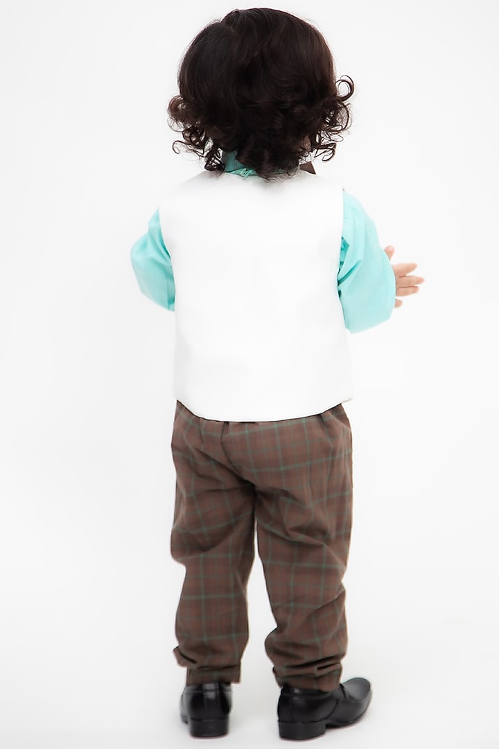Brown Pant Set With Waist Coat For Boys by Fayon Kids at Pernia's Pop Up Shop