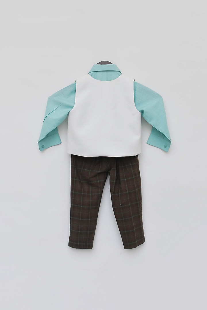 Brown Pant Set With Waist Coat For Boys by Fayon Kids at Pernia's Pop Up Shop