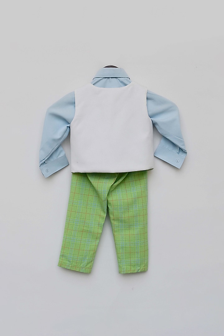 White Waistcoat Set With Motif For Boys by Fayon Kids at Pernia's Pop Up Shop