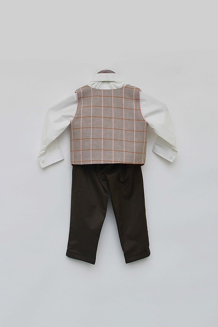 Dusty Brown Waistcoat Set For Boys by Fayon Kids at Pernia's Pop Up Shop