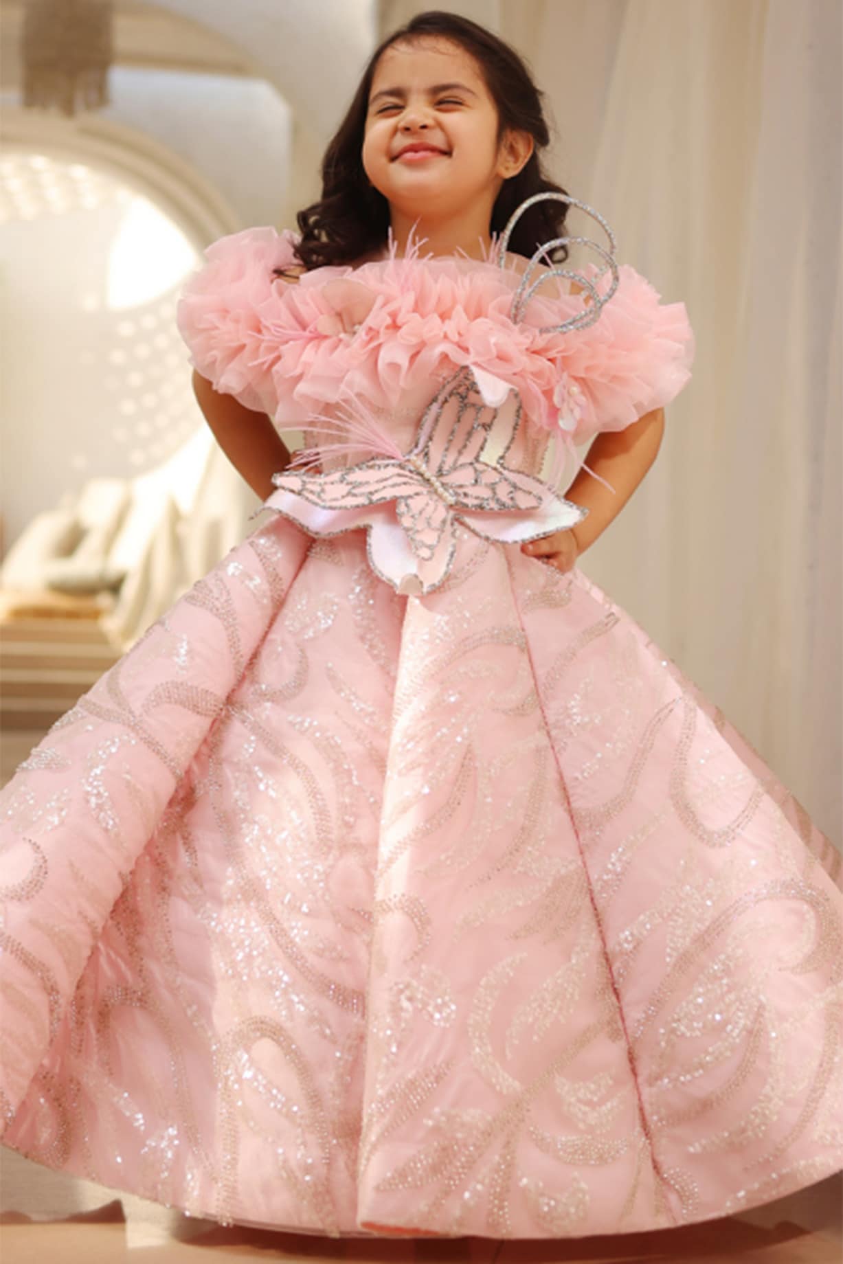 Pink Cotton Gown Dress For 11.5-12 Inch Dolls - Handmade Collector Outfit