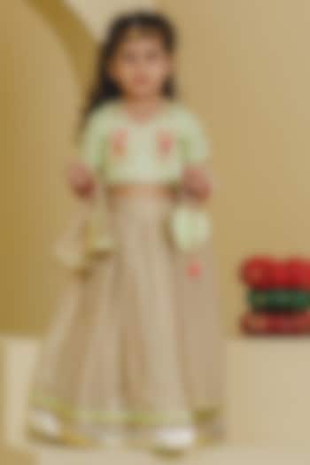 Green Tissue Organza Gota Lace Lehenga Set For Girls by Fayon Kids at Pernia's Pop Up Shop